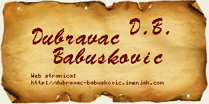 Dubravac Babušković vizit kartica